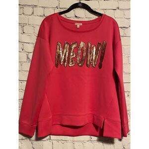 Juicy Couture Bright Pink MEOW! Pullover Size L Sequins NWT